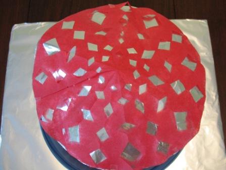 Tissue Paper & Tin Foil Dome on Carousel Cake