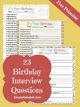 Birthday Interview Questions Free Printable Simply Rebekah