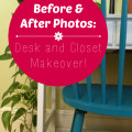 Fun Before and After Photos of a Desk and Closet Makeover using Sauder furniture