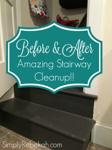 I love seeing before and after photos when people declutter! This woman did a great job on her stairway cleanup.